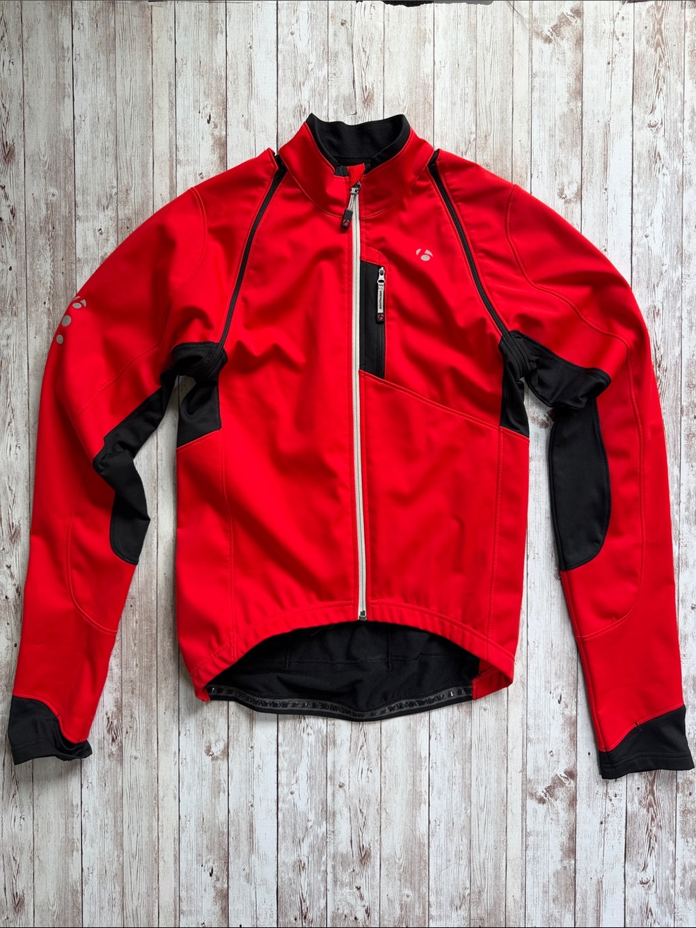 Bontrager RXL 180 Softshell Convertible Jacket sz Small Men's Red Black Cycling
